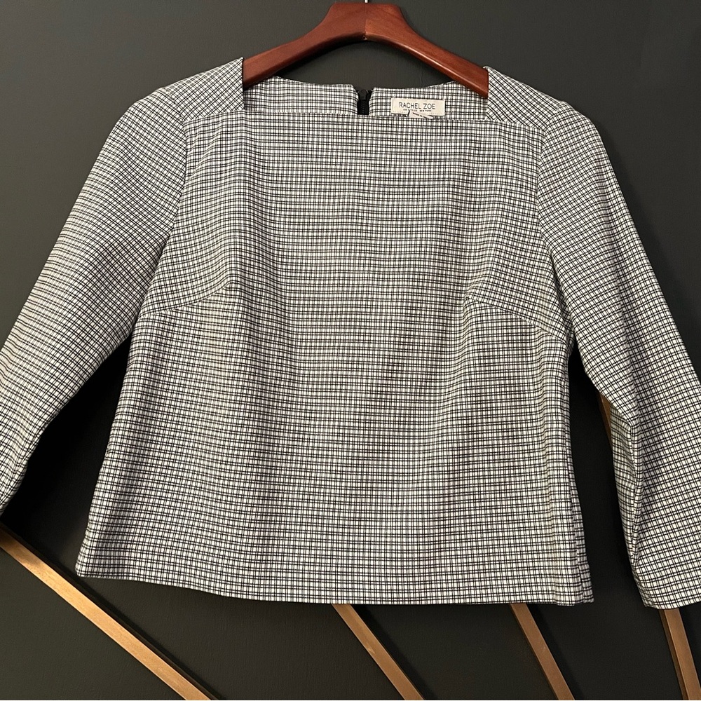 Rachel Zoe Monochrome Grid Pattern Top